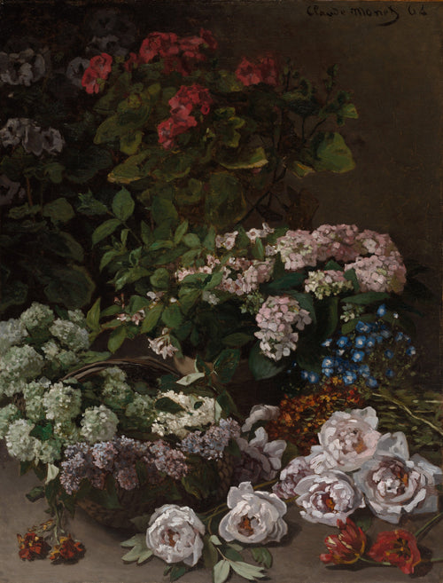 Close-up of the original Spring Flowers artwork by Claude Monet; museum open-access source