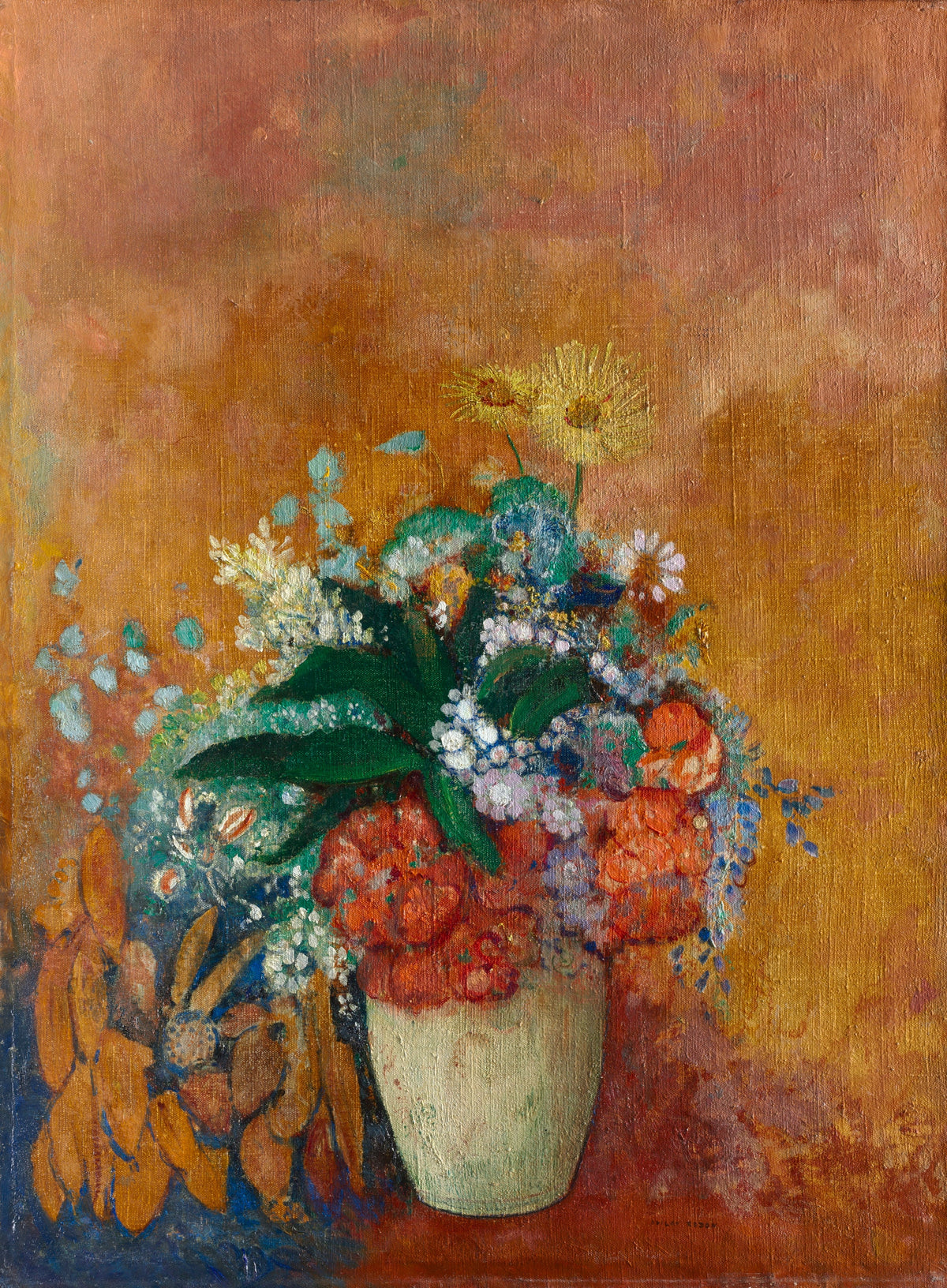 Close-up of the original Vase of Flowers artwork by Odilon Redon; museum open-access source
