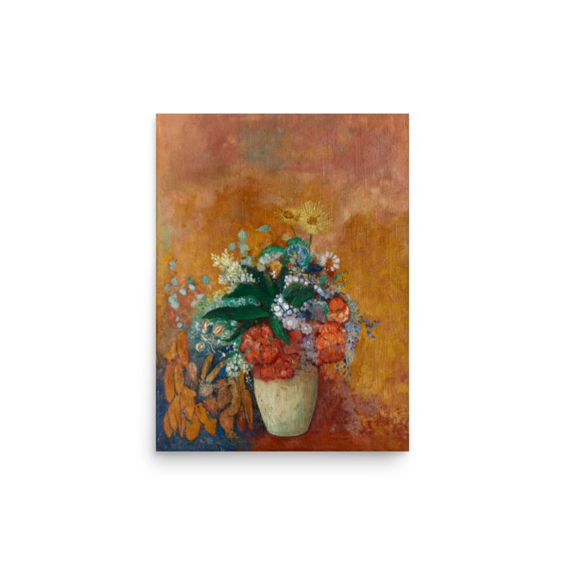 Printful-generated product preview: Vase of Flowers by Odilon Redon printed as 12 × 16-inch matte poster; unframed
