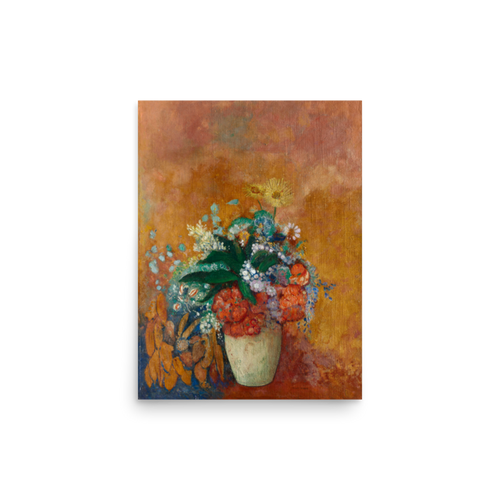 Printful-generated product preview: Vase of Flowers by Odilon Redon printed as 12 × 16-inch matte poster; unframed